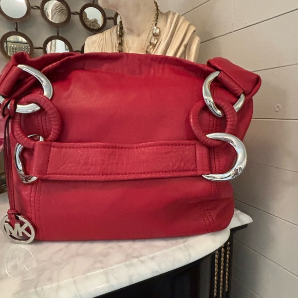 Michael Kors EUC Red Hobo Bag with Chunky Hardware + Slouchy Design - Picture 4 of 13